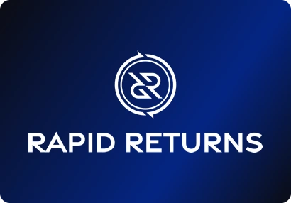 Rapid Returns logo: A double-R monogram inside a circle of arrows, with a bold sans-serif wordmark.